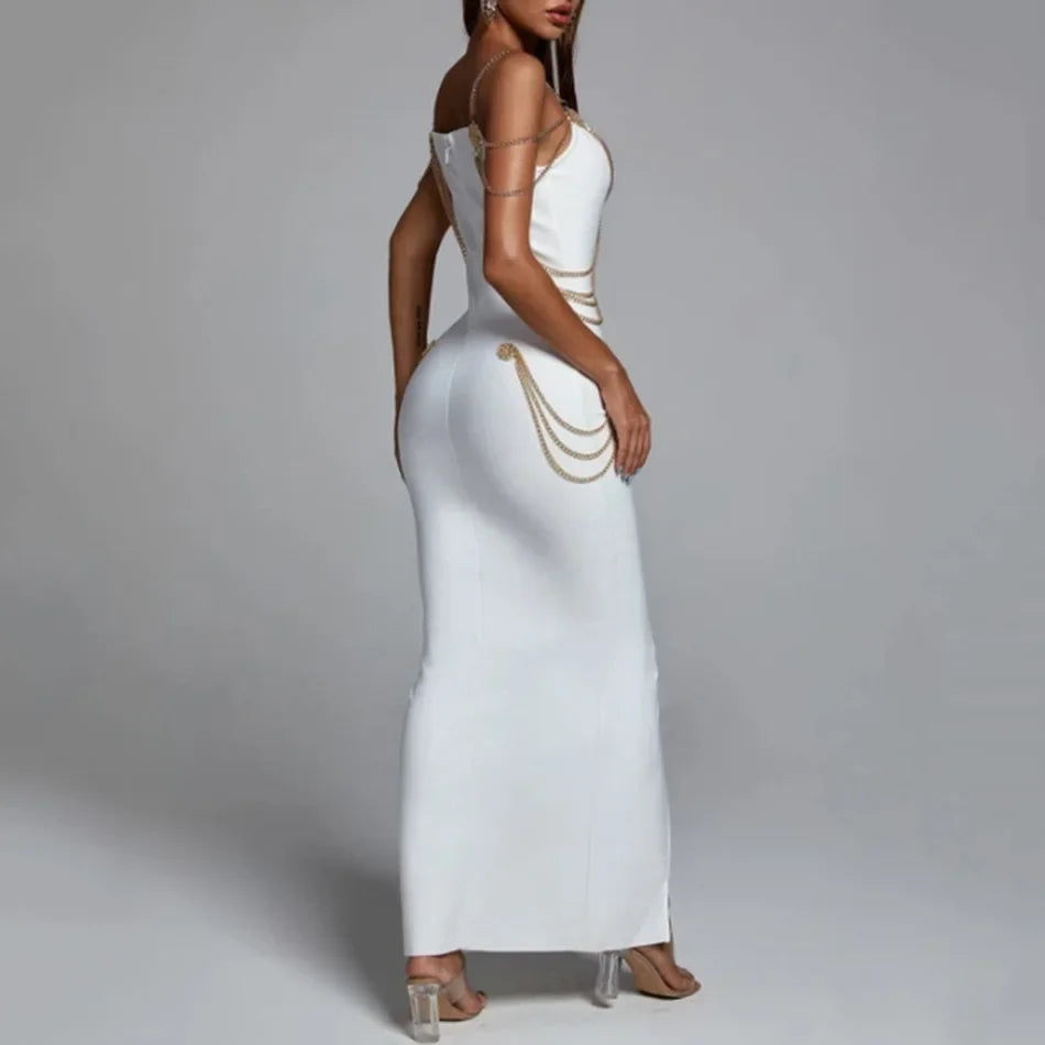 Golden Stillness – Sleeveless Vintage Silhouette Dress