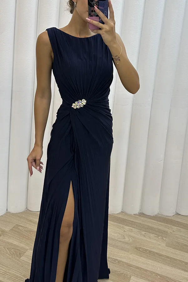 Moonlight Whisper – Sleeveless Ankle-Length Slim Dress