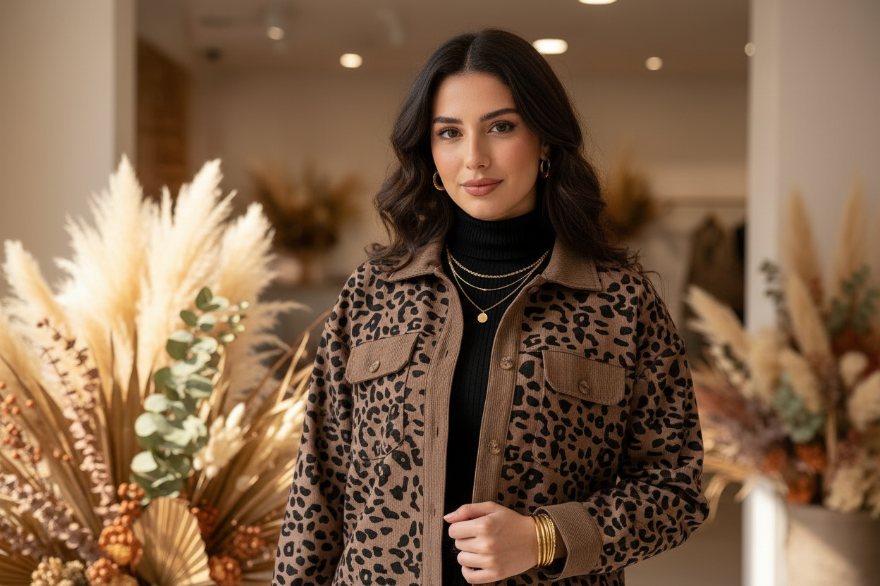 Banner - Israeli Woman Leopard Jacket