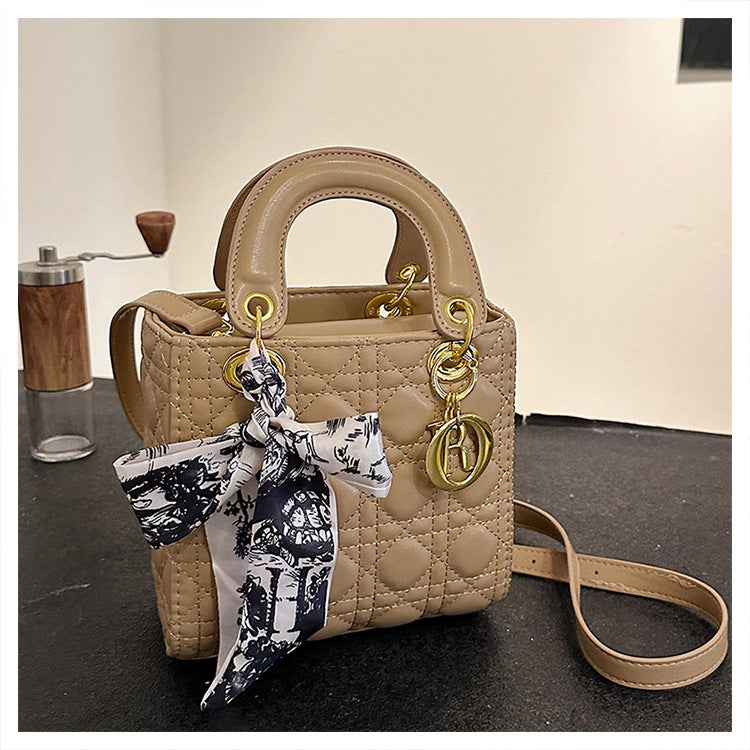 Embroidered Rhomboid Pattern Crossbody Bag