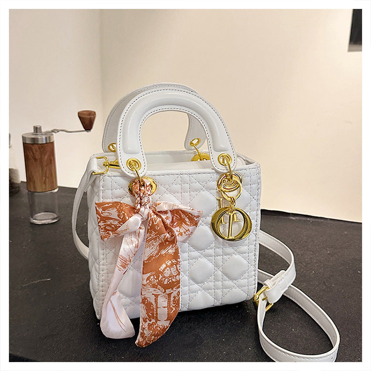 Embroidered Rhomboid Pattern Crossbody Bag