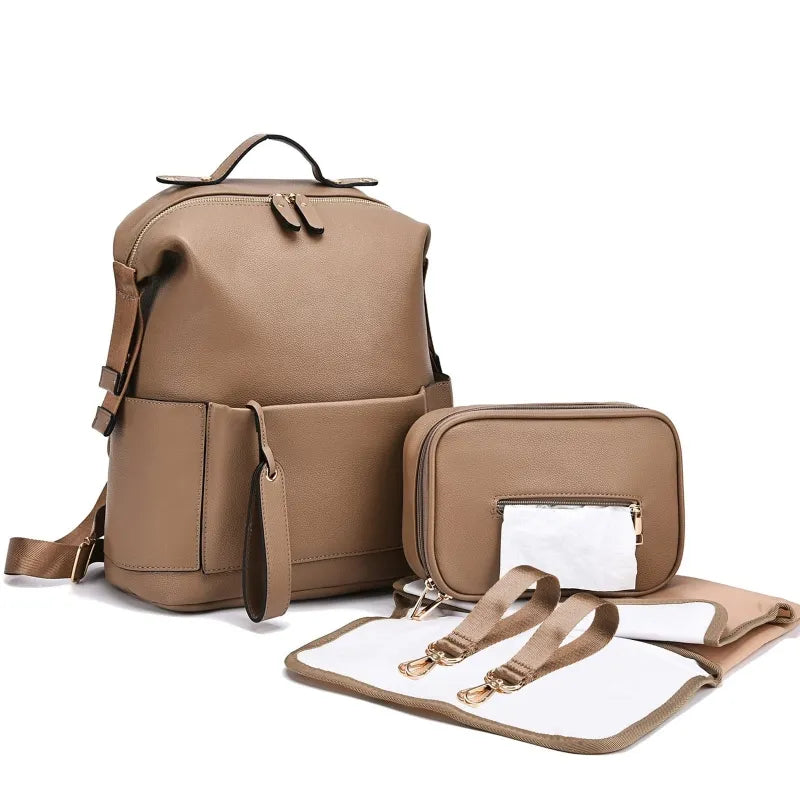 LuxeMama™ Leather Diaper Backpack