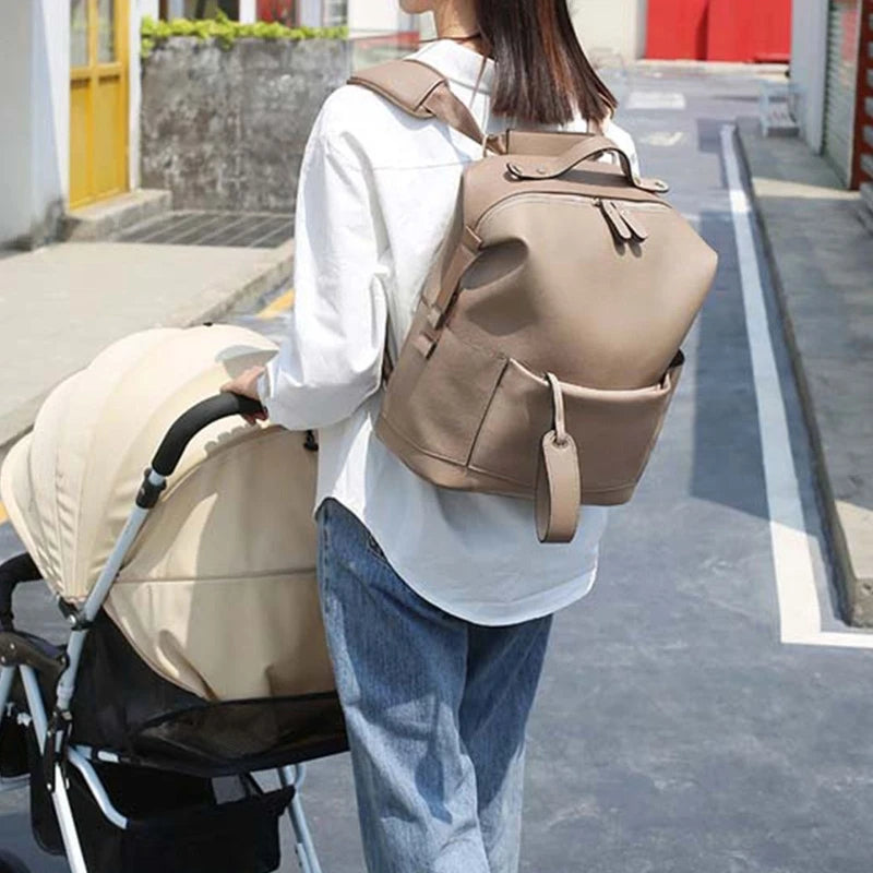 LuxeMama™ Leather Diaper Backpack