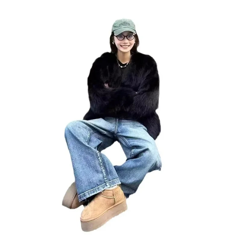 Midnight Soft Fur Cardigan