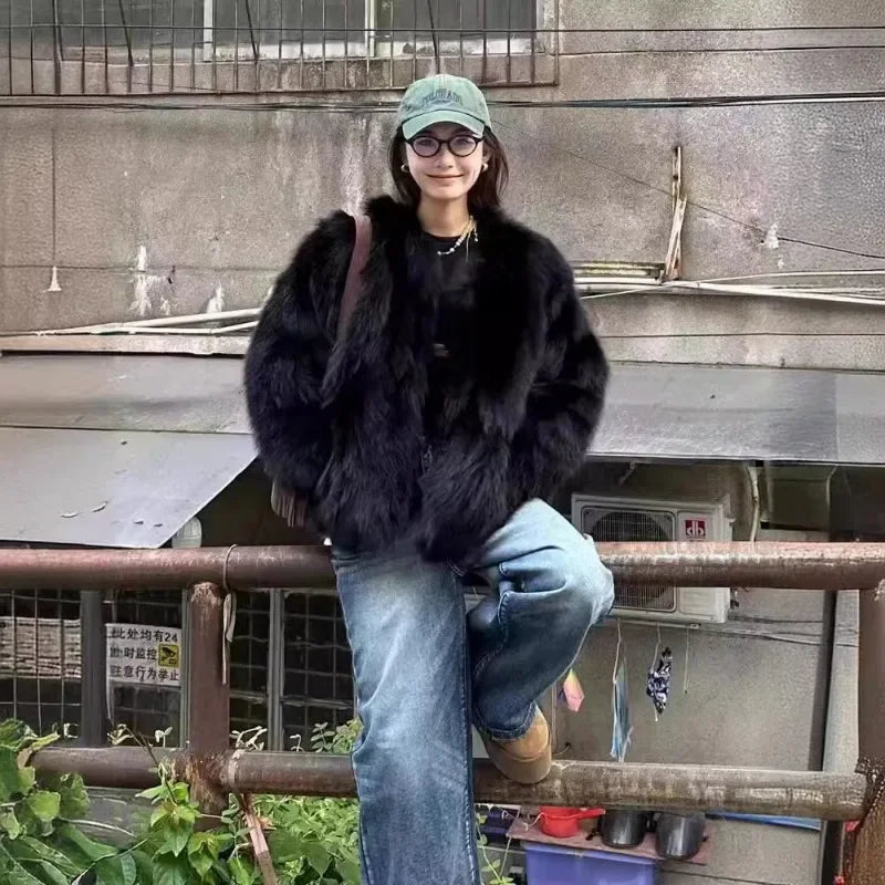 קרדיגן פרווה רך של חצות