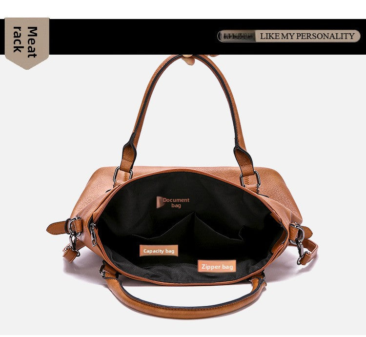 תיק עור יוקרתי עם טקסטורה - תיק יד גדול