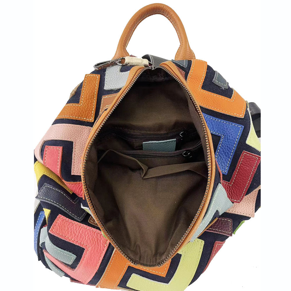 תרמיל גב וינטג' לנשים מעור אמיתי - תרמיל גב לנסיעות מעור פרה פרימיום