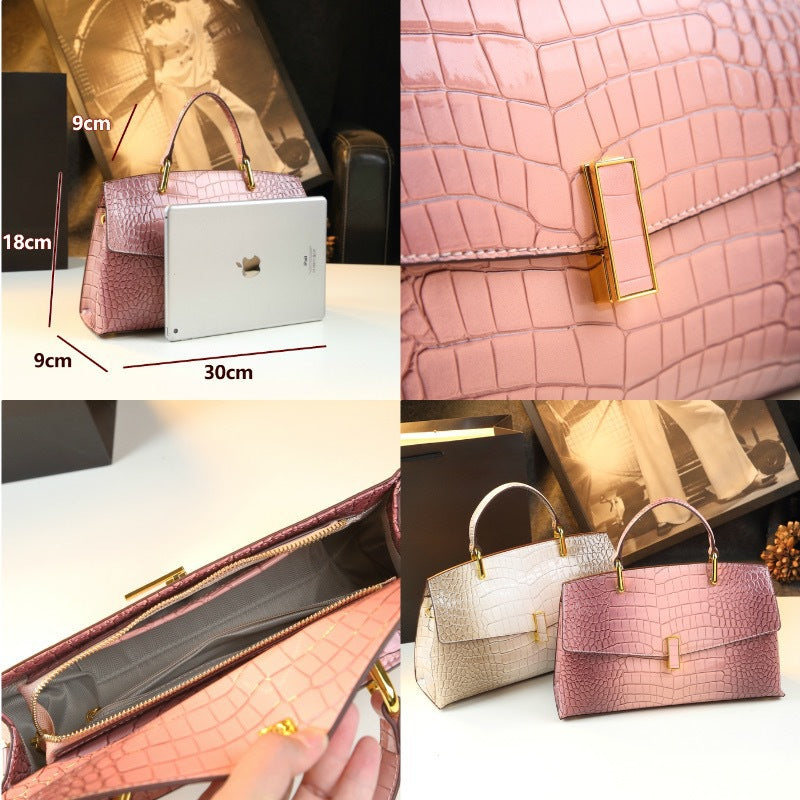 תיק עור LUXARA עם תנין מובלט