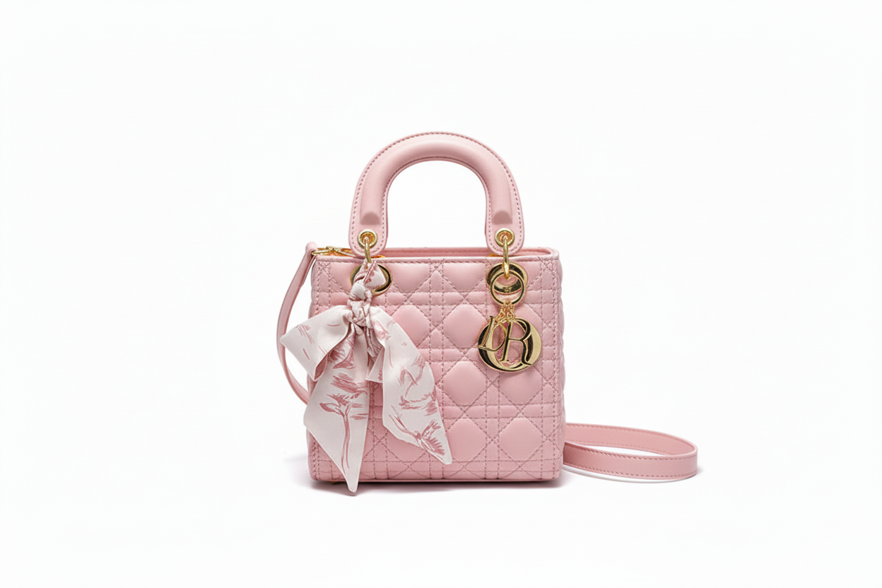 Pink Quilted Handbag - Larger View