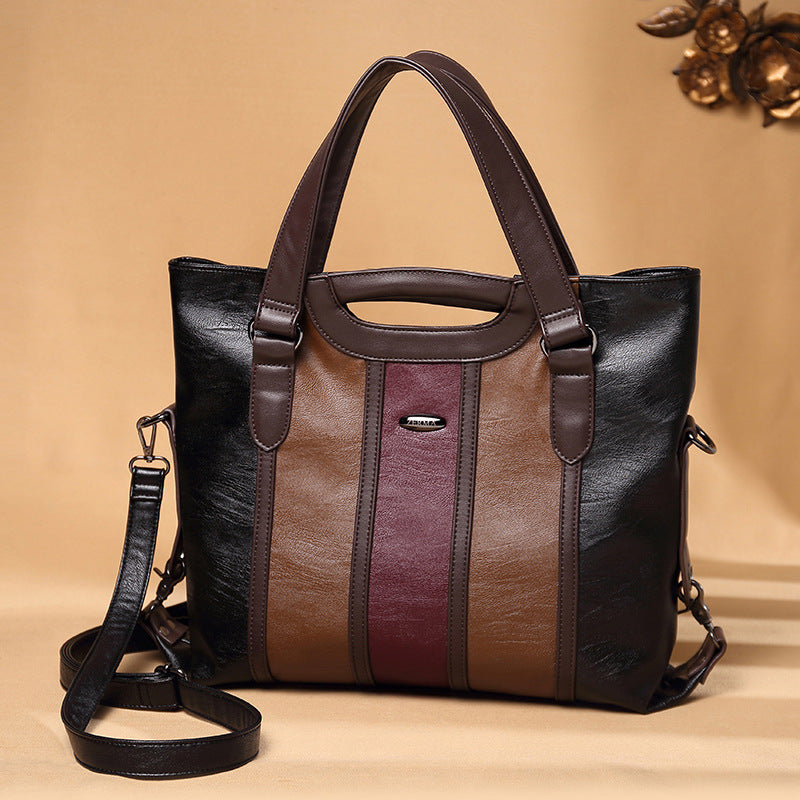 תיק יד לנשים, תיק אופנתי רב-תכליתי ניגודיות בעל קיבולת גדולה, עור רך, עיצוב בעל קיבולת גדולה, ניתן לשימוש כתיק יד, תיק כתף, תיק שליח. 