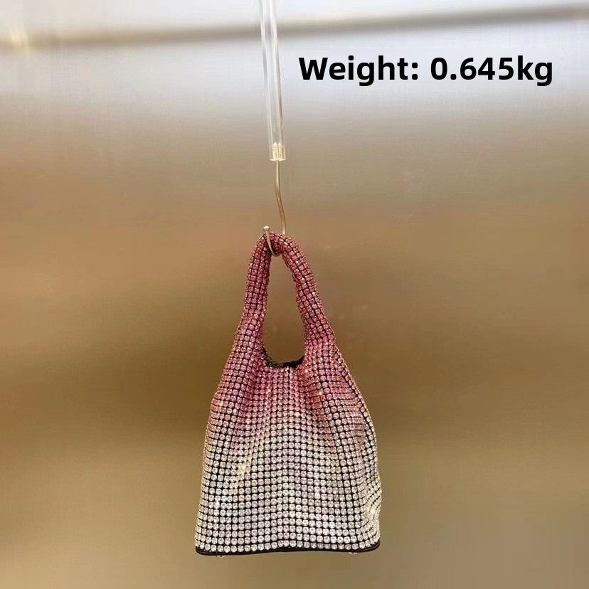 תיק טוטה מרופד עם יהלומים מבריקים - תיק יד מבריק ומעוצב