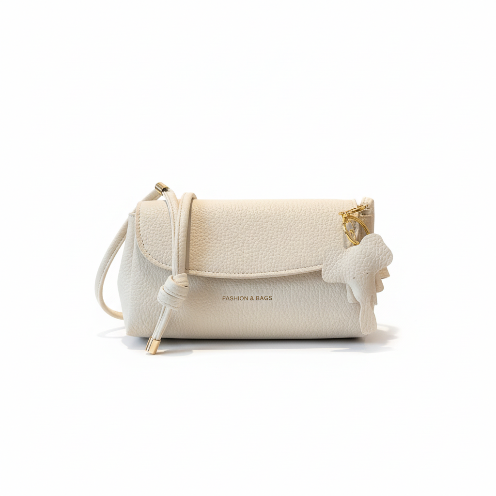 White shoulder bag on white background